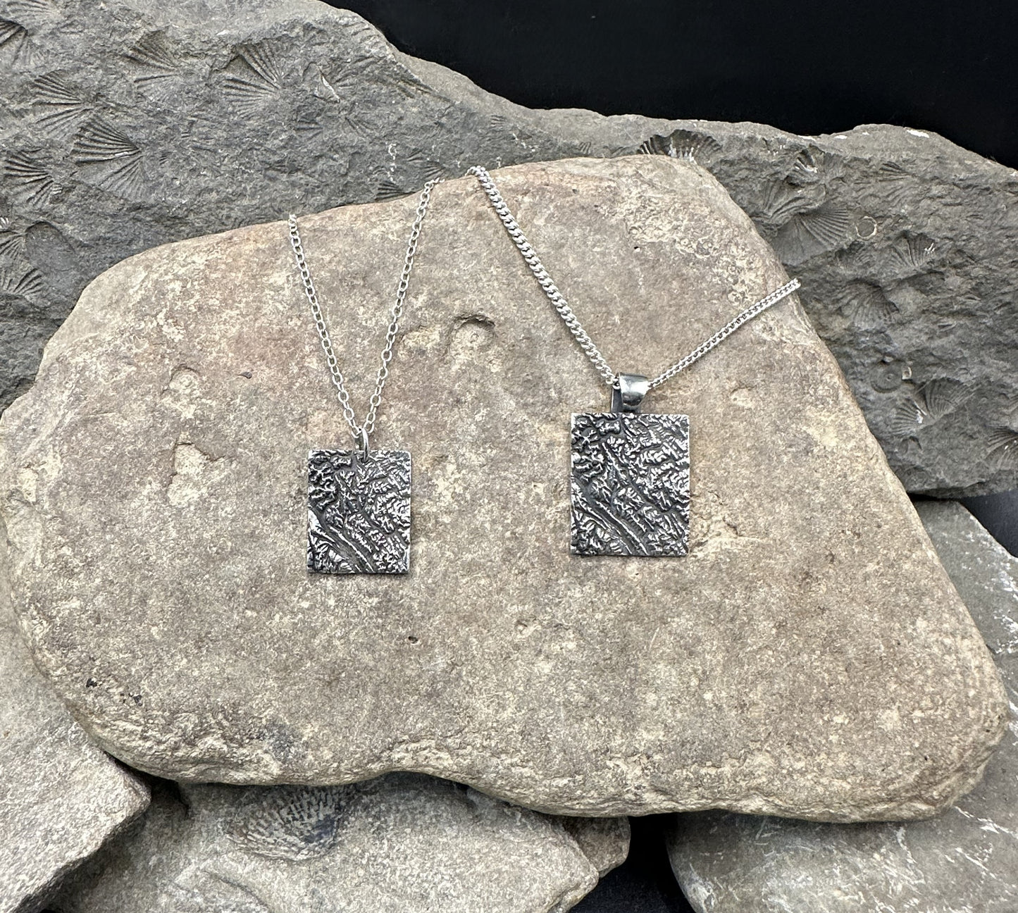 Pair of 3D fine silver pendants of Alberta Canada's Banff National Park. Accurately displays the elevations and contours of the park in two different sizes.