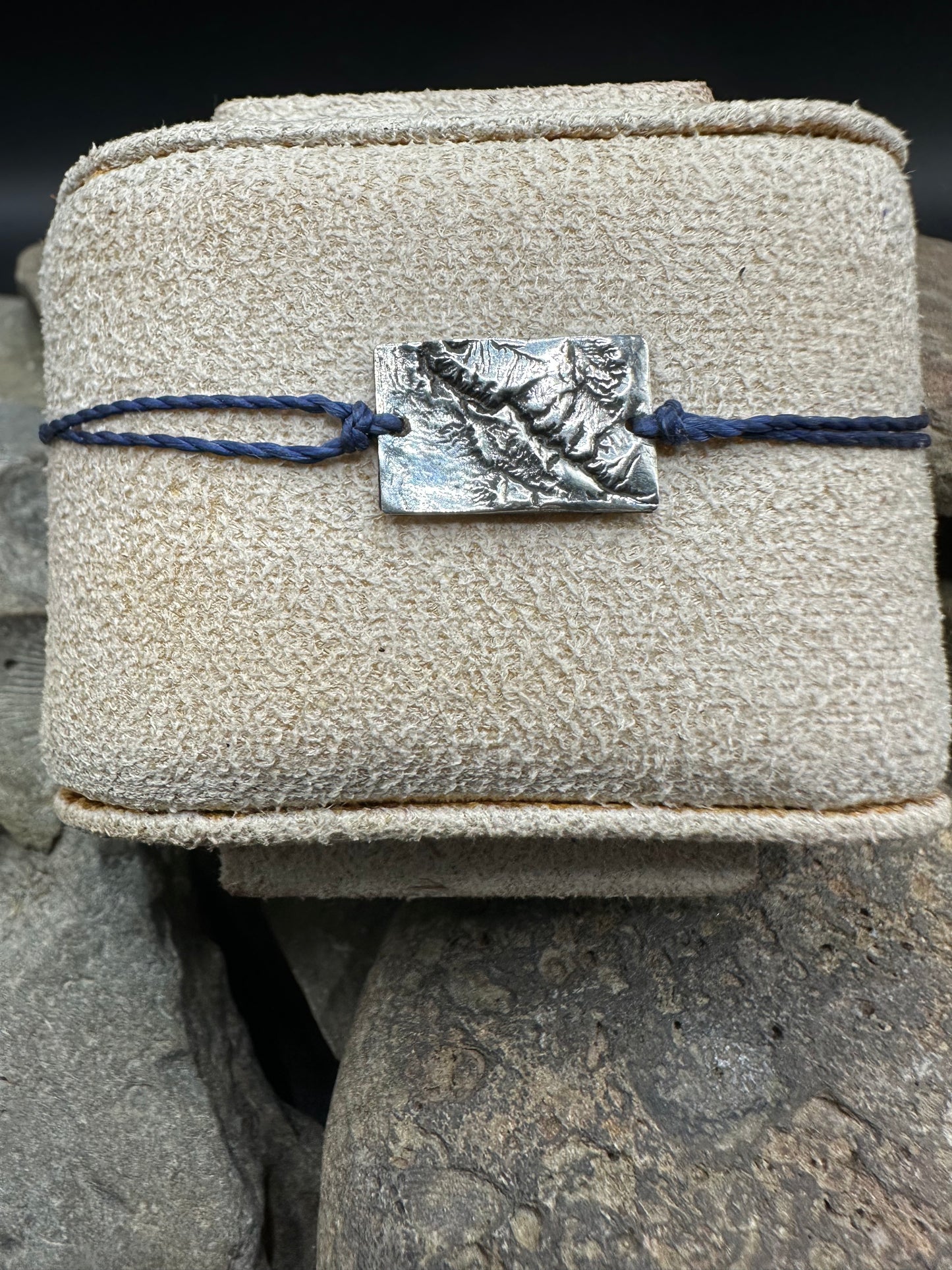 Silver topographic bracelet of the Black Canyon of the Gunnison