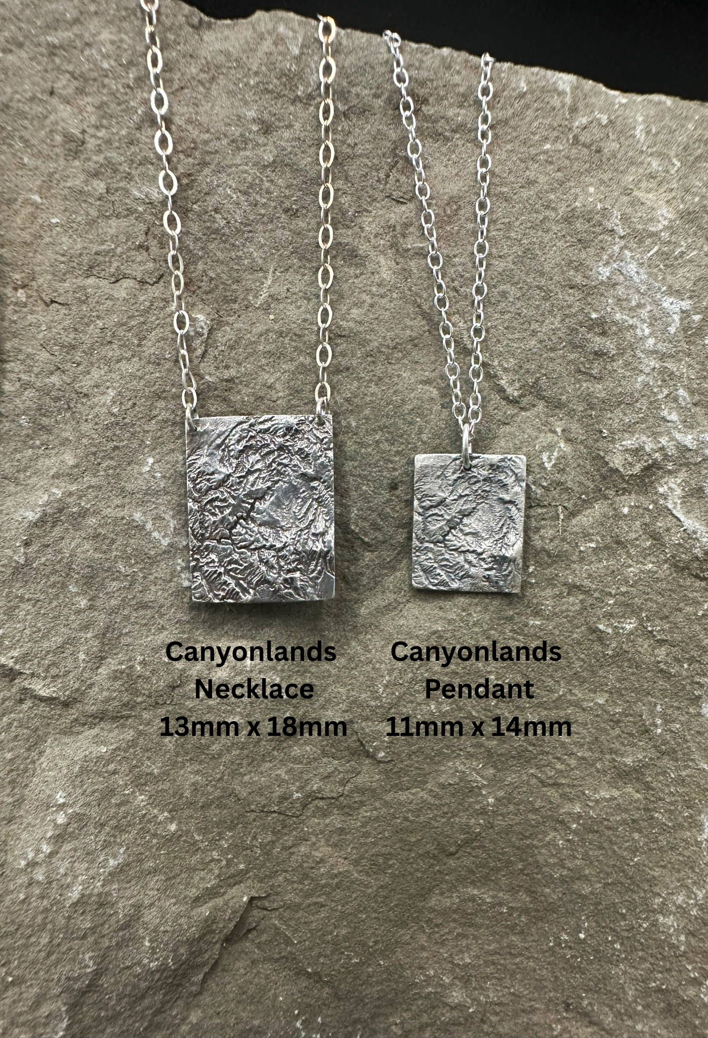 Fine Silver Canyonlands Necklaces Pair made from topographic data