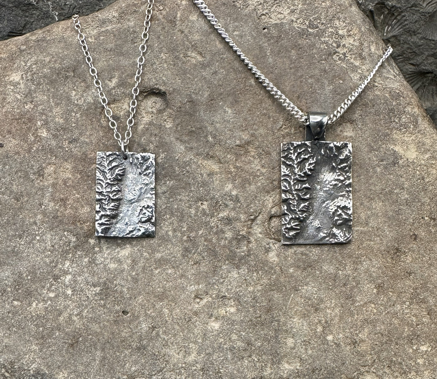 Pair of 3D fine silver pendants of Grand Teton National Park. Accurately displays the elevations and contours of the park in two different sizes.