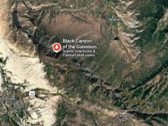 Map showing the Black Canyon of the Gunnison River