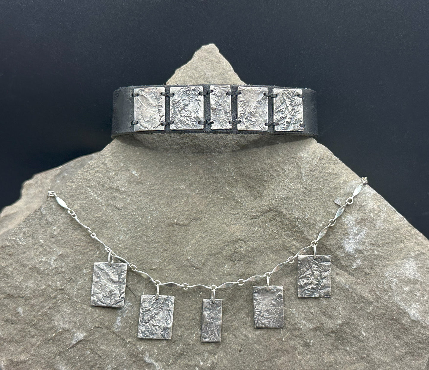 Fine Silver necklace and bracelet of the Mighty 5 Utah National Parks – Arches, Canyonlands, Capitol Reef, Bryce Canyon and Zion - made using topographic data