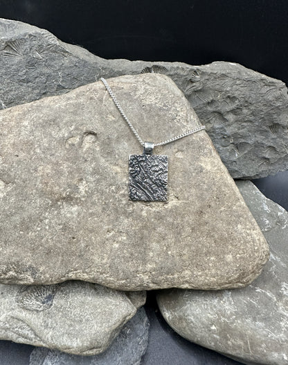 3D fine silver pendant of Alberta Canada's Banff National Park.  Accurately displays the elevations and contours of the park.  