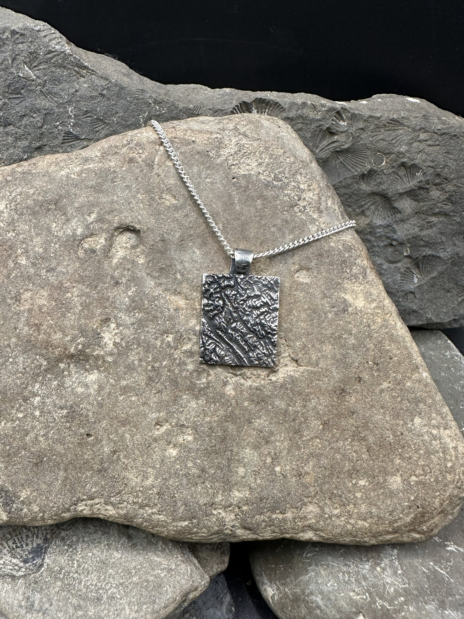 3D fine silver pendant of Alberta Canada's Banff National Park.  Accurately displays the elevations and contours of the park.  