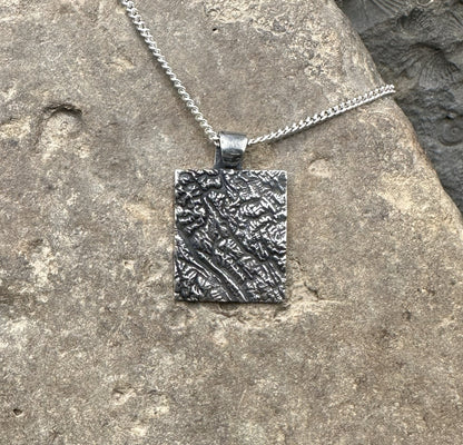 3D fine silver pendant of Alberta Canada's Banff National Park.  Accurately displays the elevations and contours of the park.  
