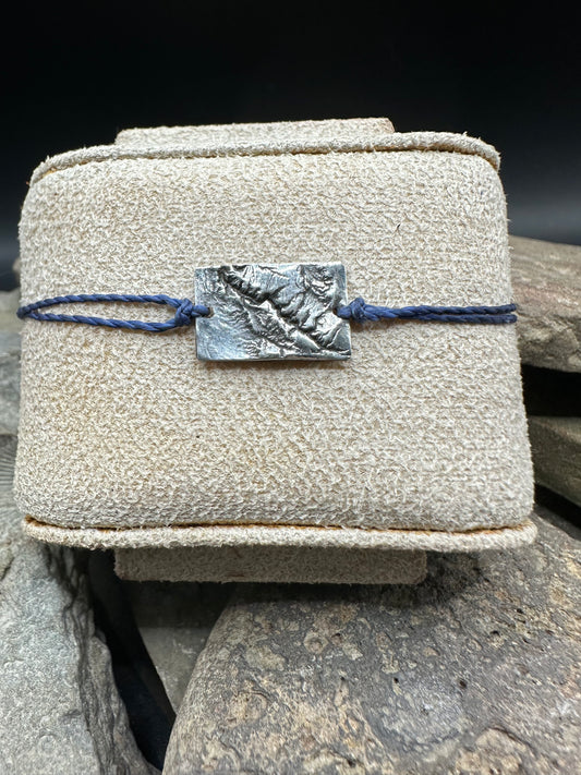 Silver topographic bracelet of the Black Canyon of the Gunnison 