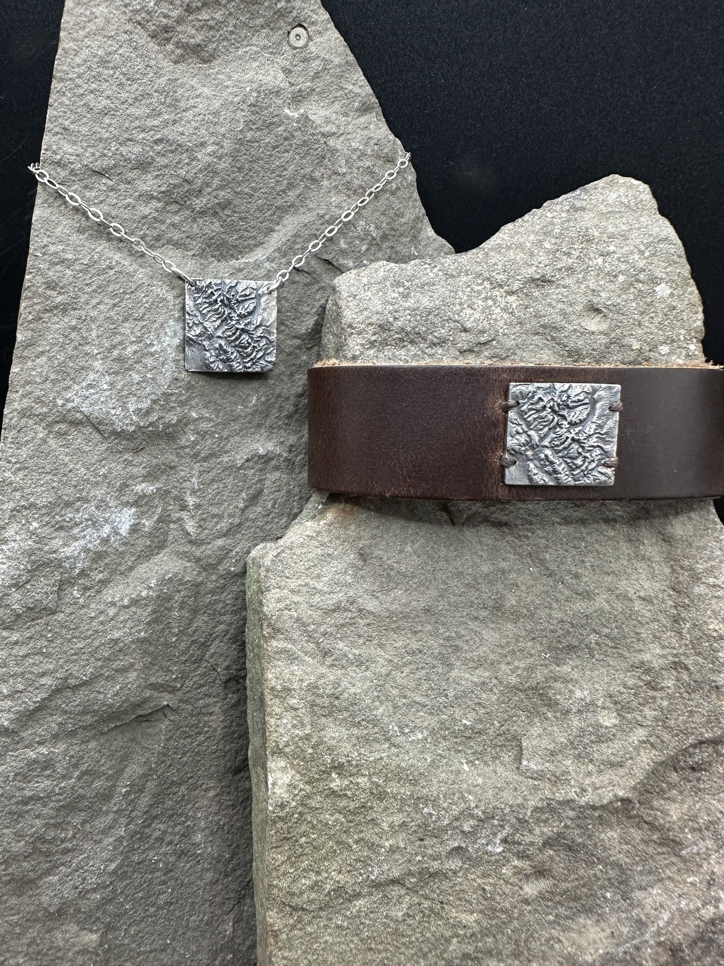 Glacier National Park Leather Topographic Bracelet