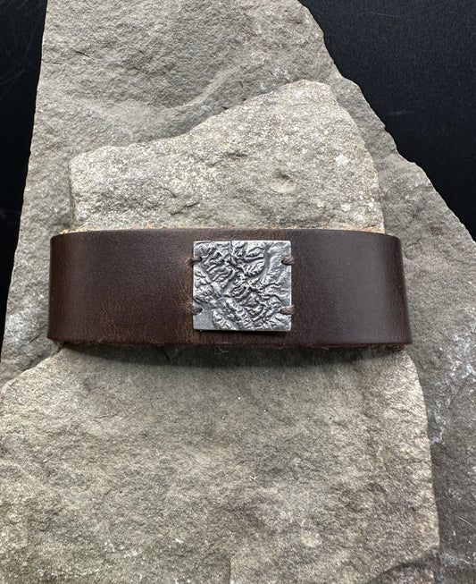 Glacier National Park Leather Topographic Bracelet