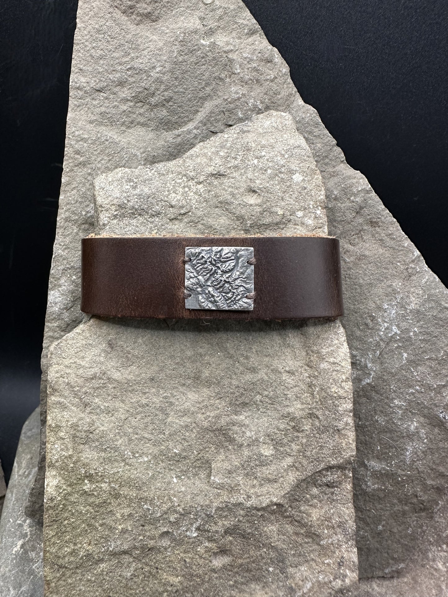 Glacier National Park Leather Topographic Bracelet