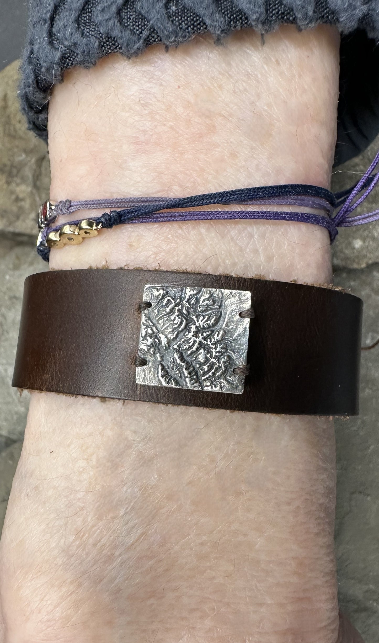 Glacier National Park Leather Topographic Bracelet