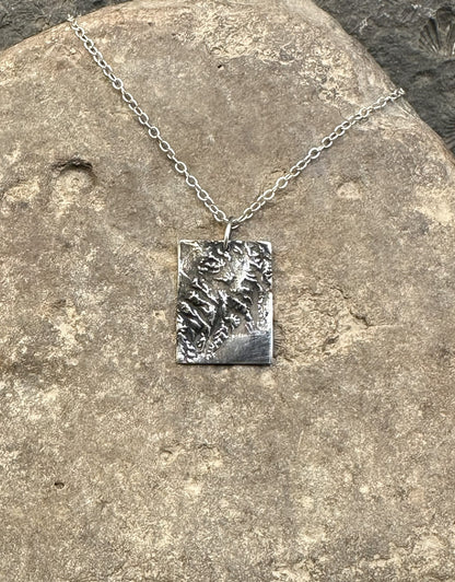 3D fine silver pendant of Kenai Fjords National Park.  Accurately displays the elevations and contours of the park.  