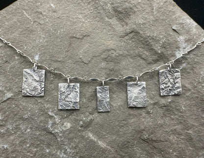 Fine Silver necklace of the Mighty 5 Utah National Parks – Arches, Canyonlands, Capitol Reef, Bryce Canyon and Zion - made using topographic data
