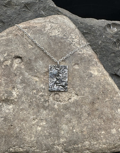 3D fine silver pendant of New River Gorge National Park.  Accurately displays the elevations and contours of the park.  