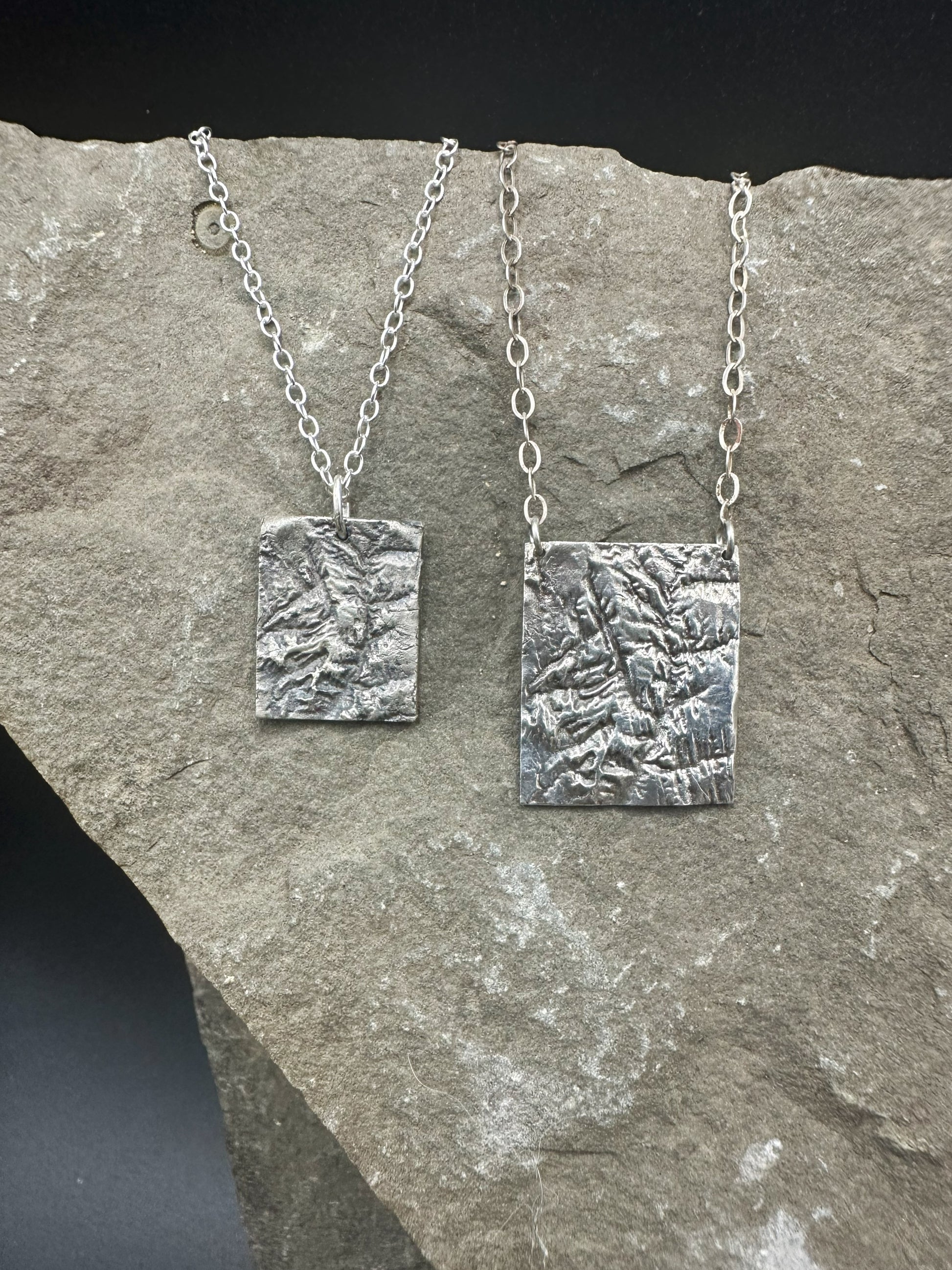 Fine Silver Zion Necklaces Pair made from topographic data