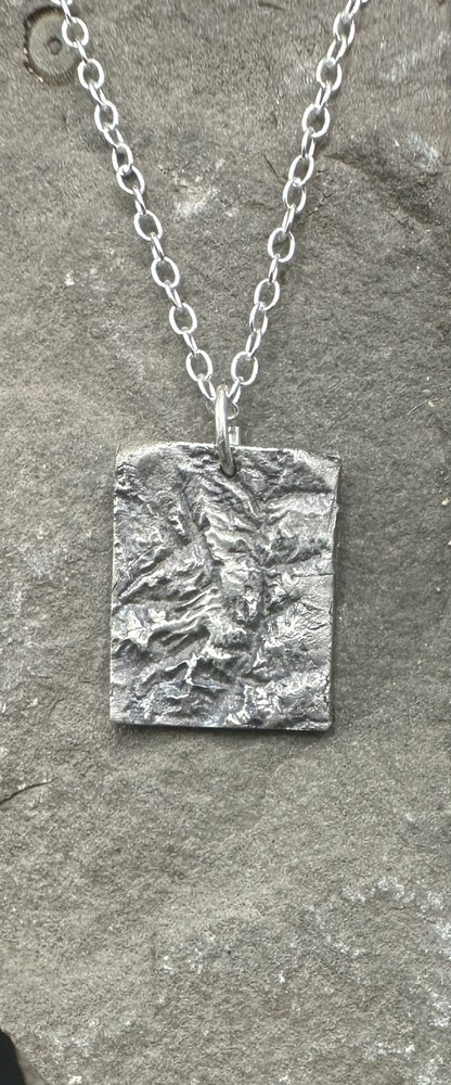 Fine Silver necklace of Zion National Park made from topographic data.