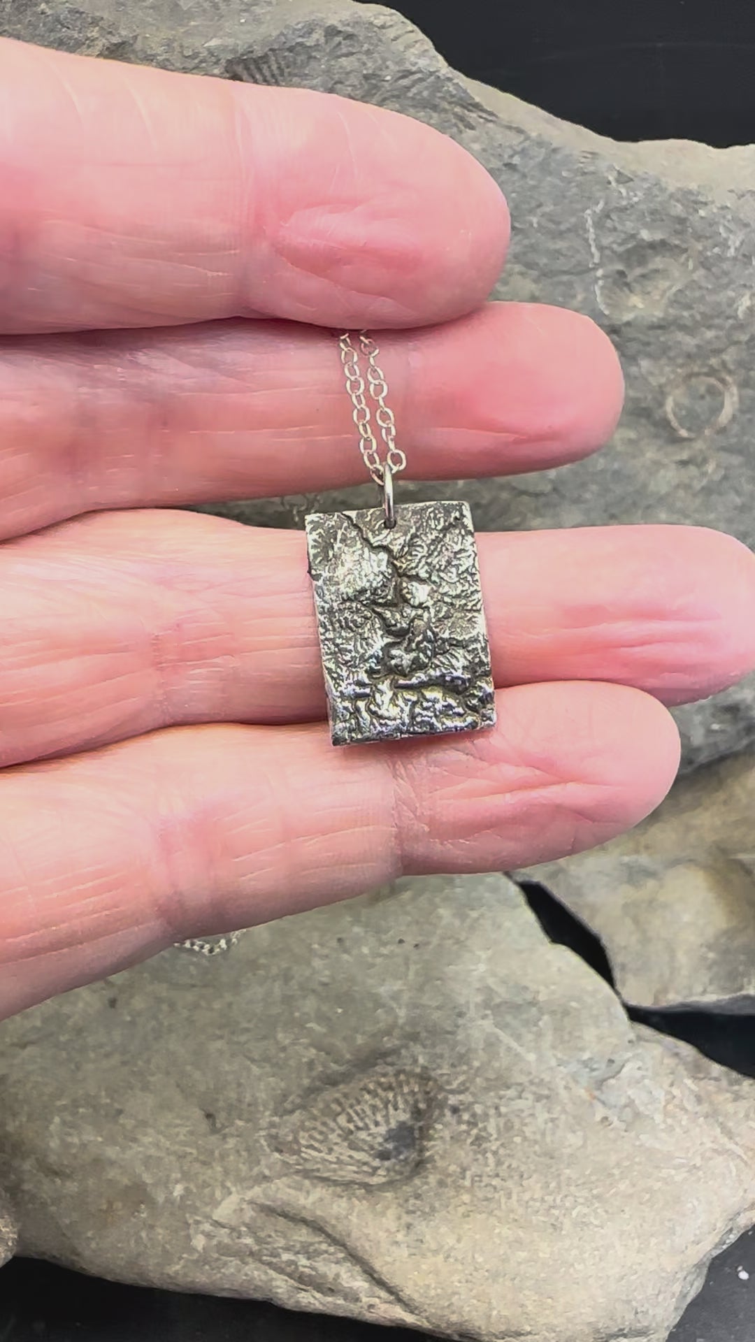 Video of 3D fine silver pendant of New River Gorge National Park.  Accurately displays the elevations and contours of the park.  