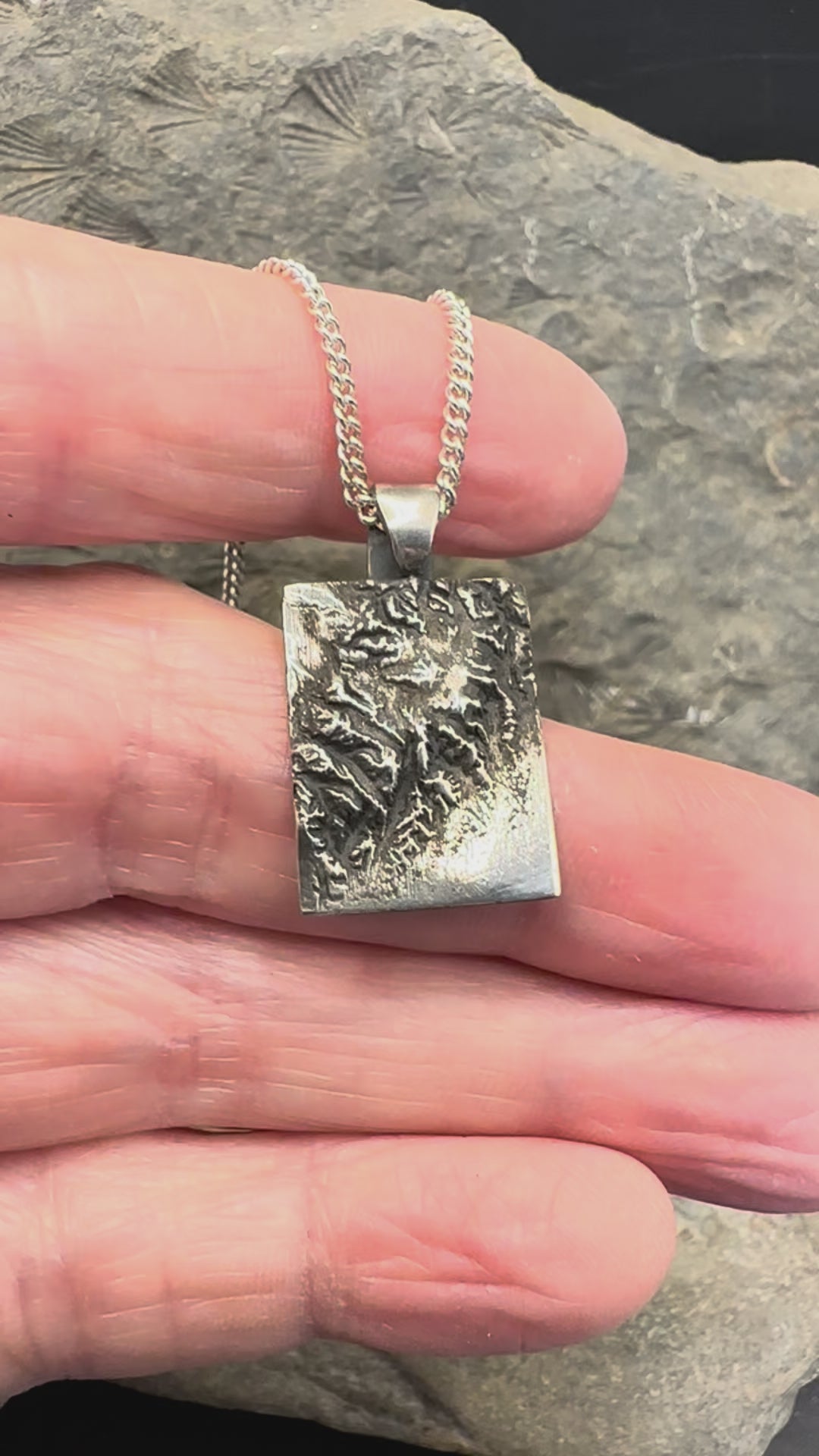 Video of 3D fine silver pendant of Kenai Fjords National Park.  Accurately displays the elevations and contours of the park.  